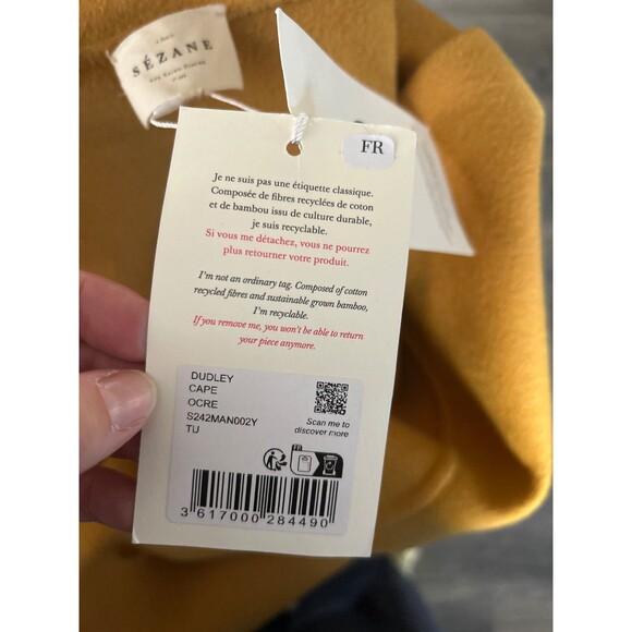 Sezane Dudley Cape Women’s Hooded OS NWT Mustard Wool - Picture 12 of 12